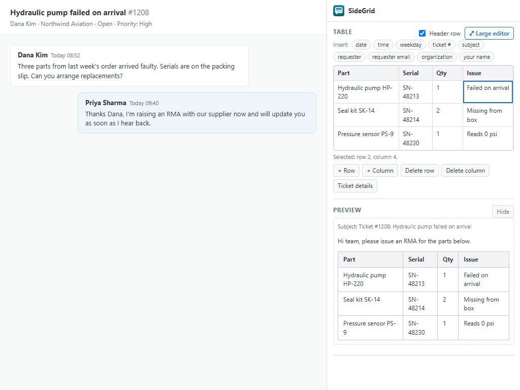 SideGrid by Veryation primary marketing image — Workflows app on the Zendesk Marketplace